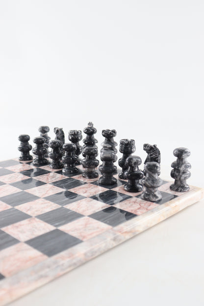 Marble Black and Red Chess Set (Large)