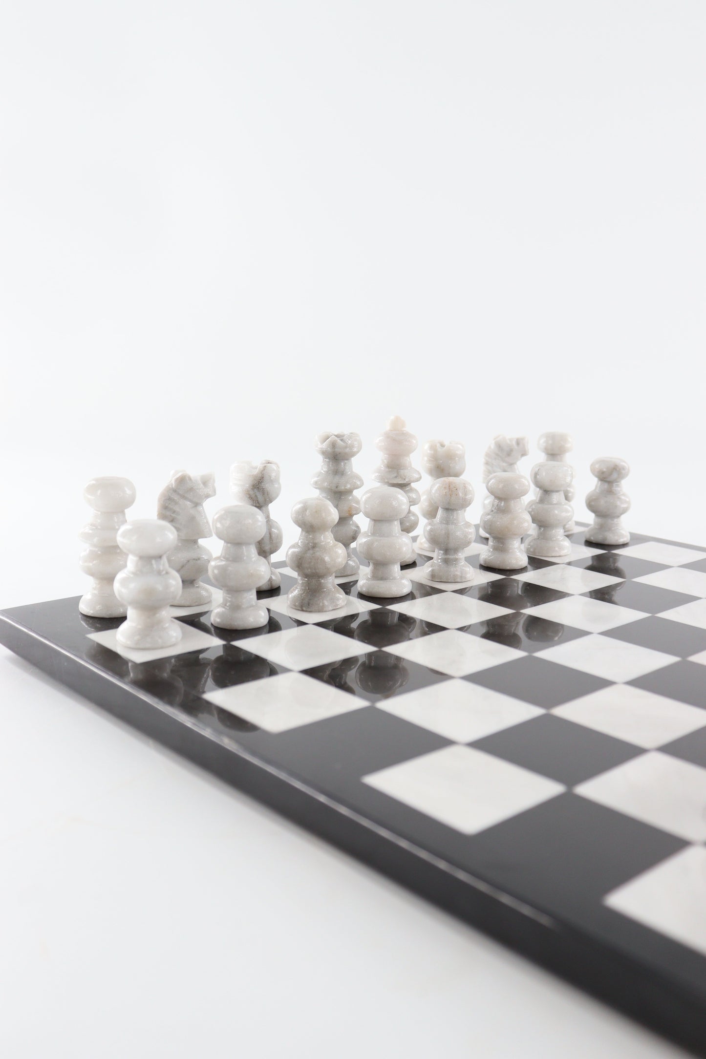 Marble Black and White Chess Set (Large)