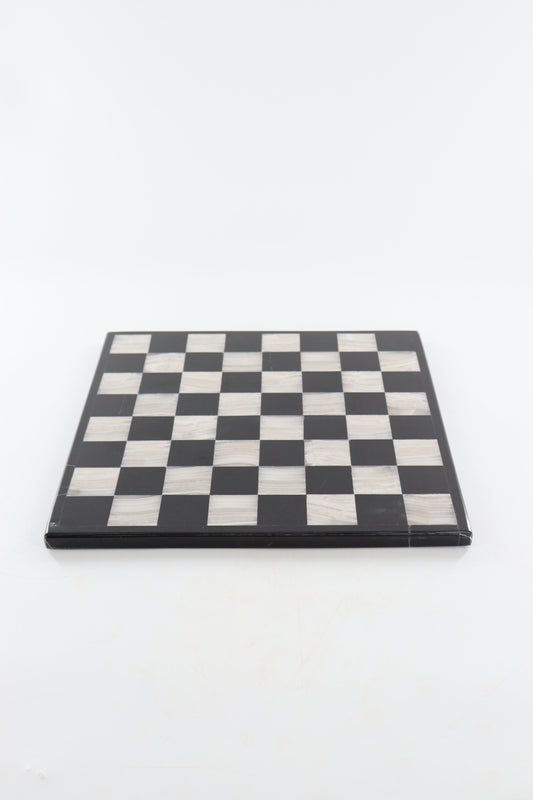 Onyx and Marble Black and Beige Chess Set (Large)