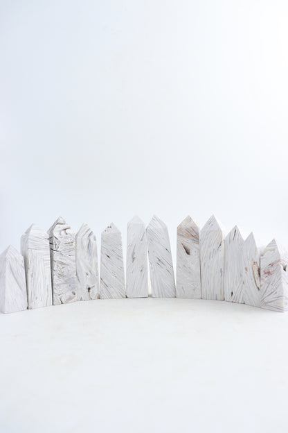 Mexican White Agate Towers Set of 12 - Expert Supplier of Wholesale Crystals & Bulk Gemstones