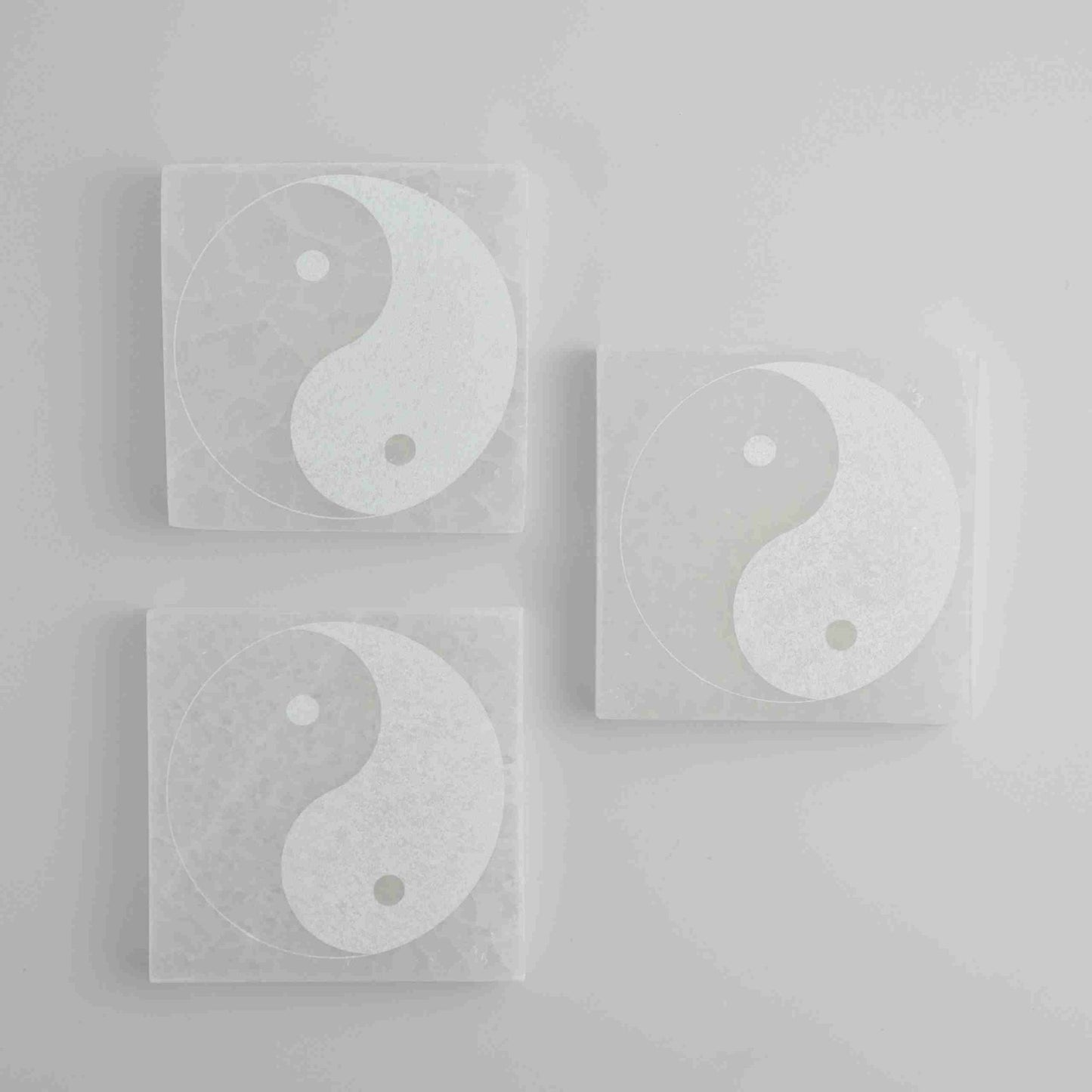 ONE Selenite/Satin Spar 10cm Yin Yang Square Plate - Expert Vendor of Wholesale Crystals