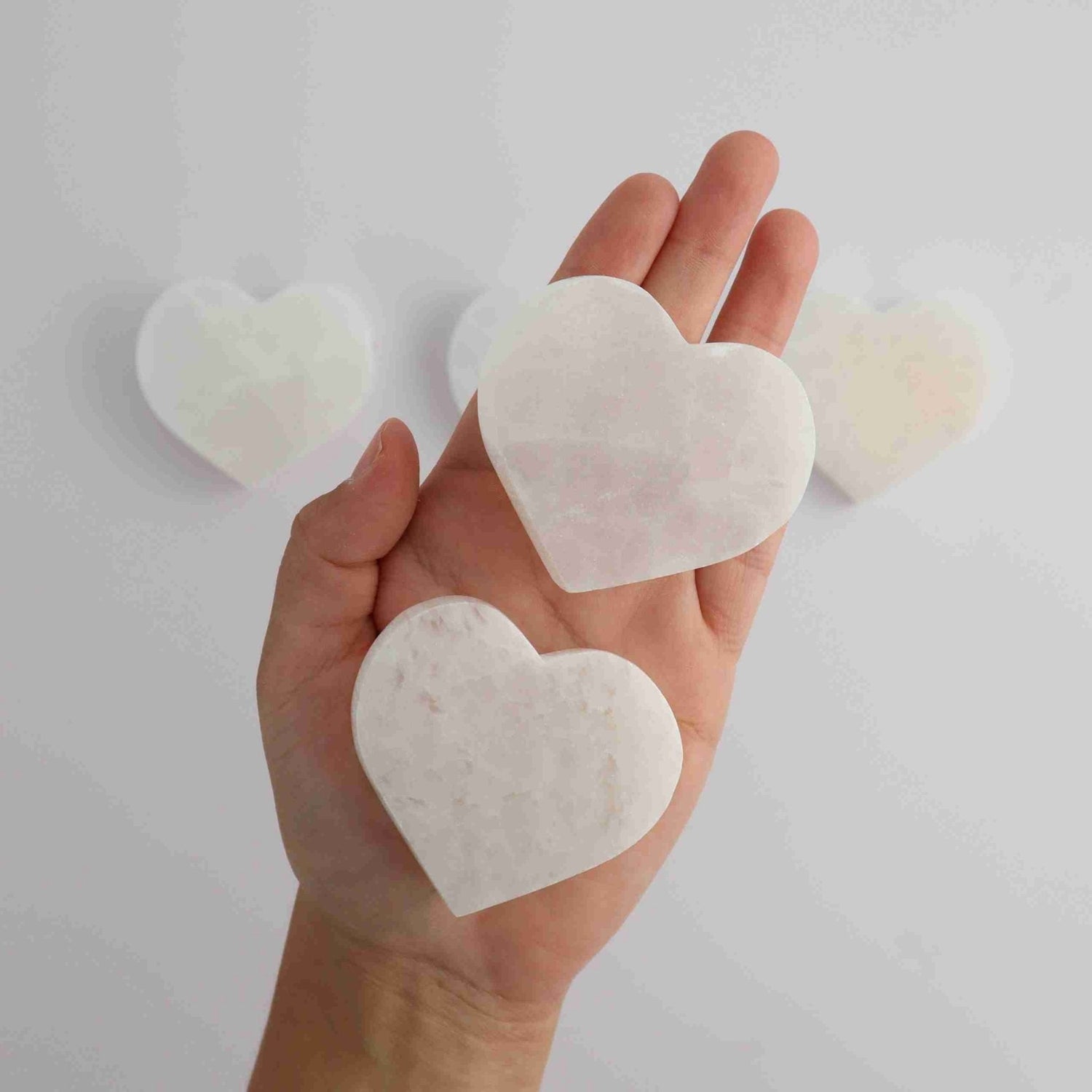 ONE Selenite/Satin Spar 6cm Flat Heart - Expert Supplier of Wholesale Crystals & Bulk Gemstones