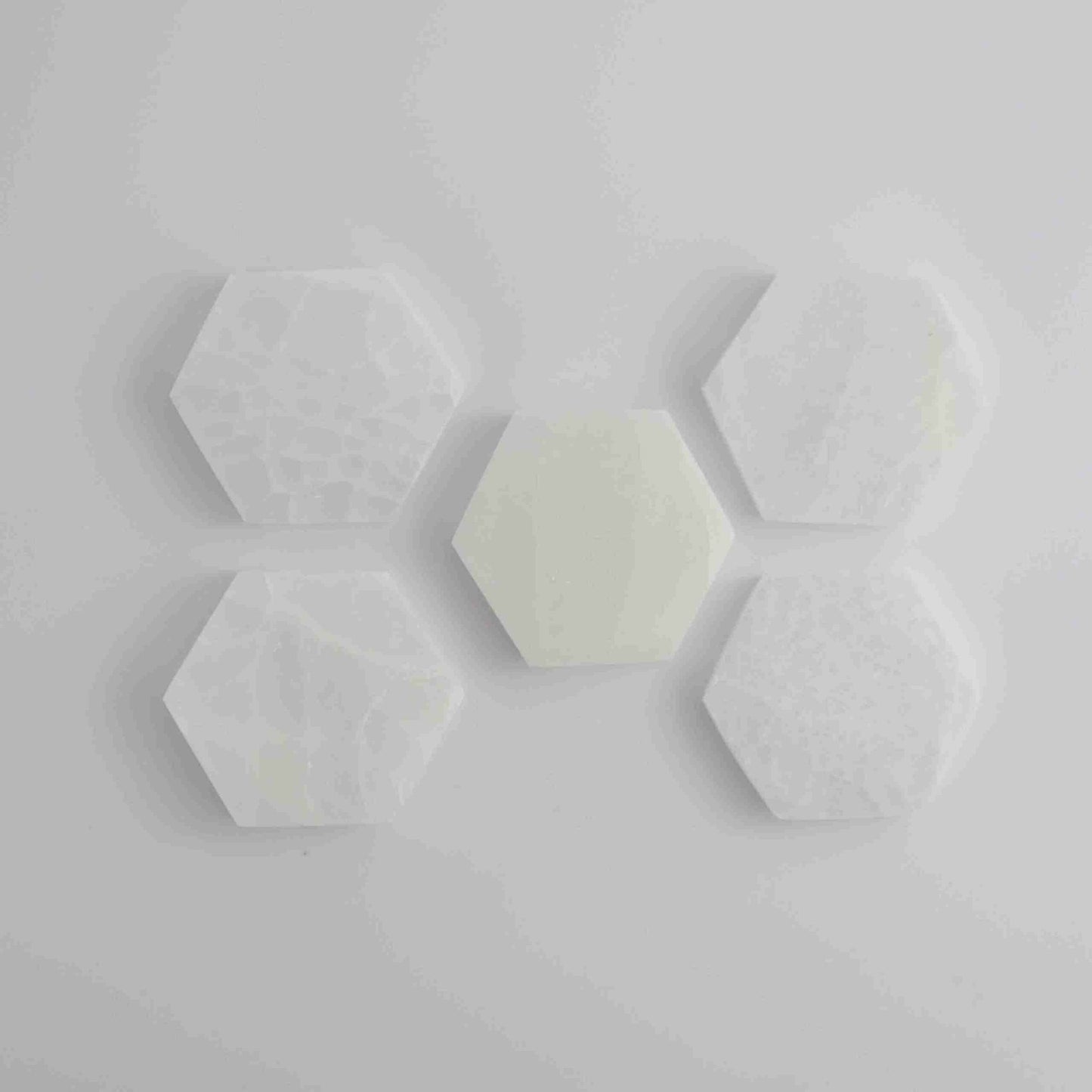 ONE Selenite/Satin Spar 7cm Hexagon Plate - Expert Vendor of Wholesale Crystals