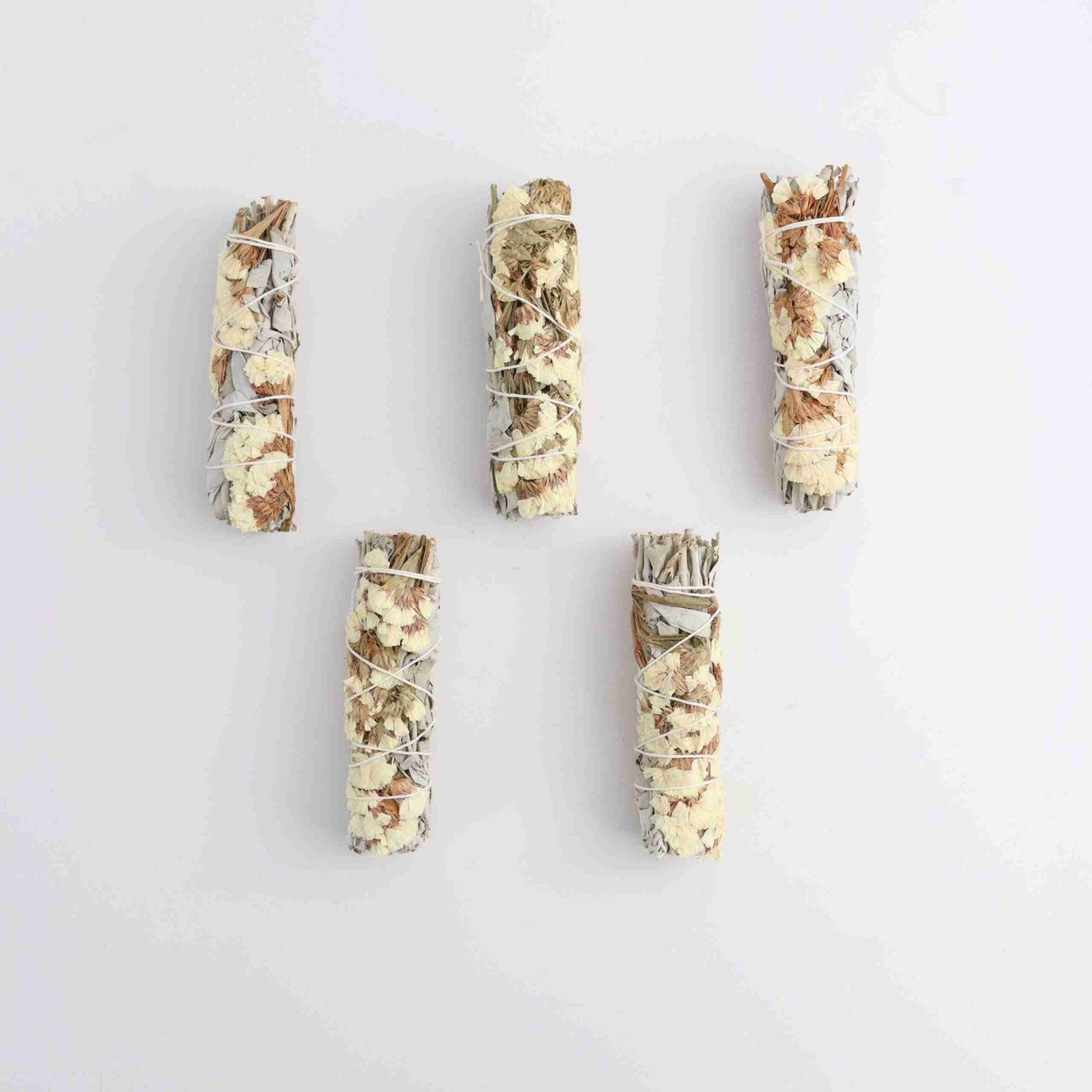 ONE White Sage with White Sinuata Smudge Stick - Expert Wholesale and Supplier of Wholesale Crystals & Bulk Gemstones, ["Accessories","Sage","United States"]
