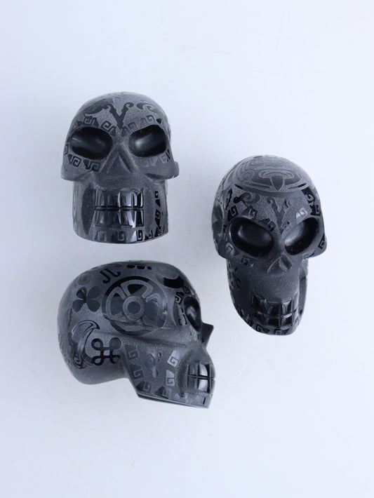 Obsidian Skulls Set of 3 - Mi Esperanza Minerals