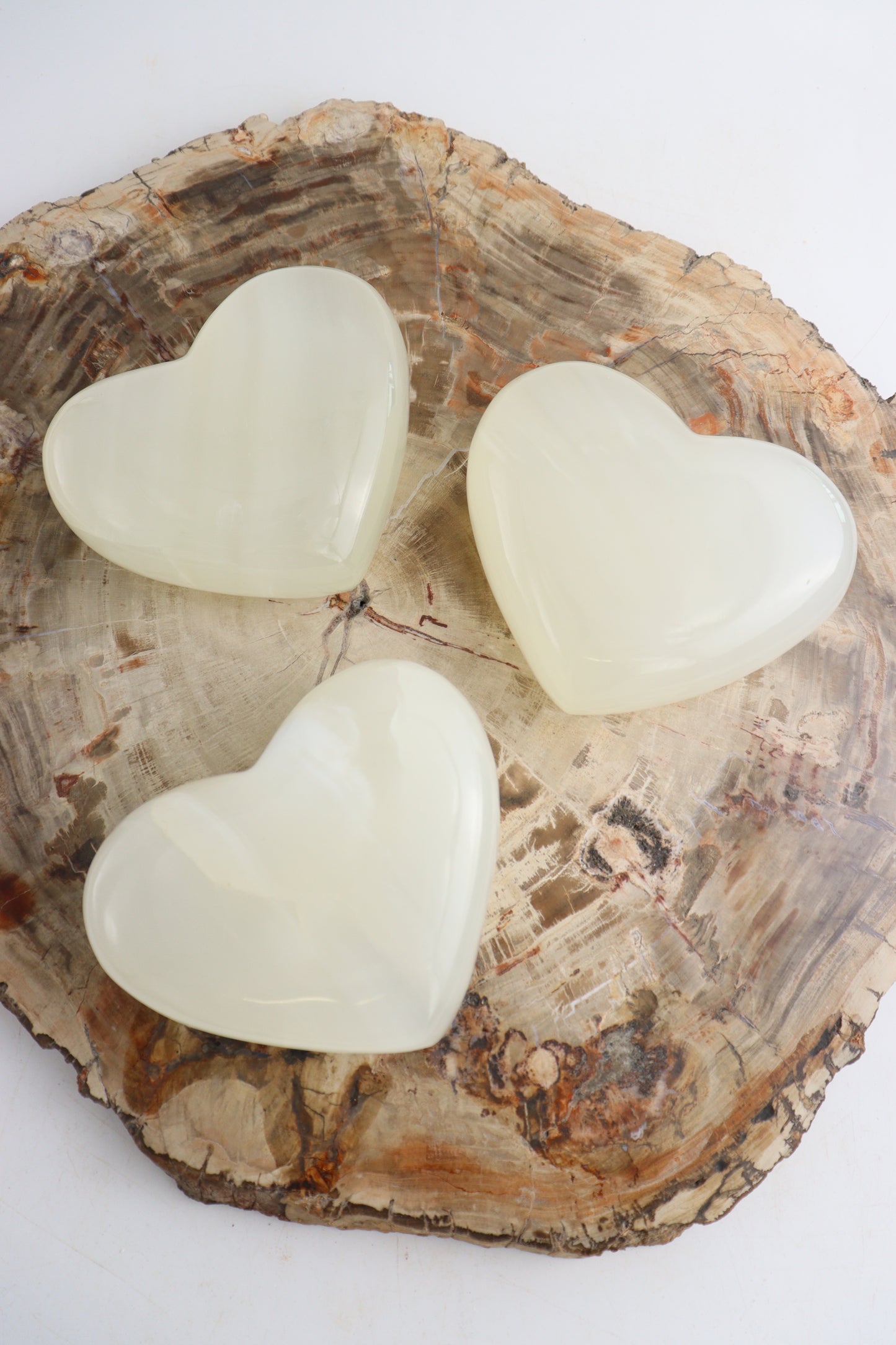 White Onyx Hearts