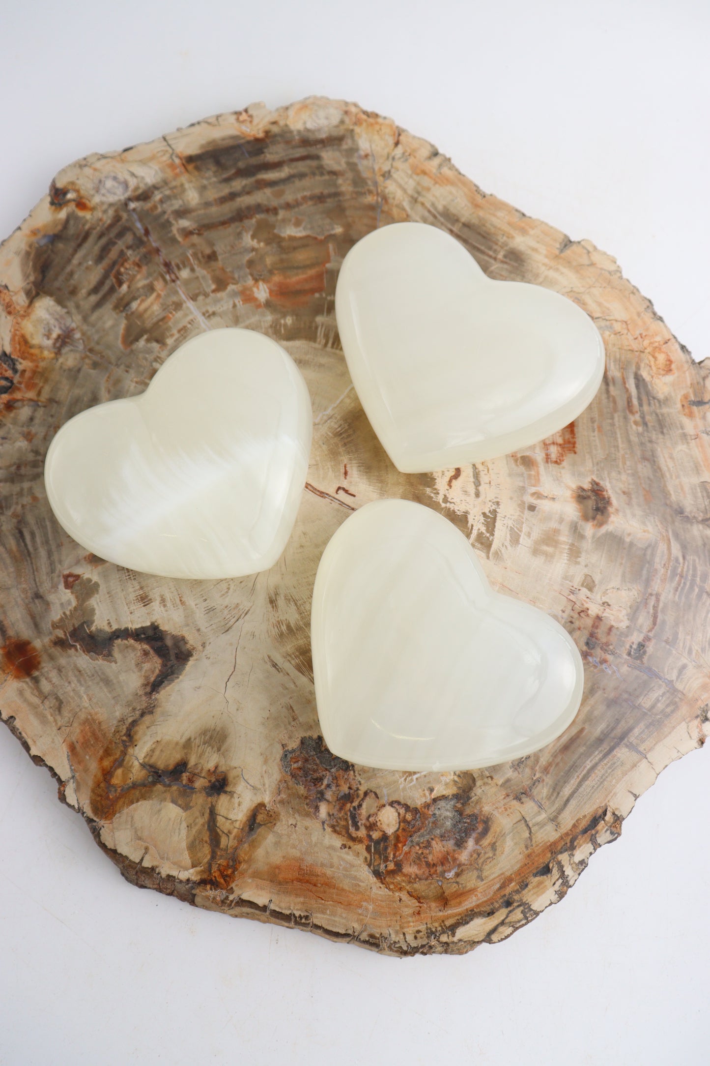 White Onyx Hearts