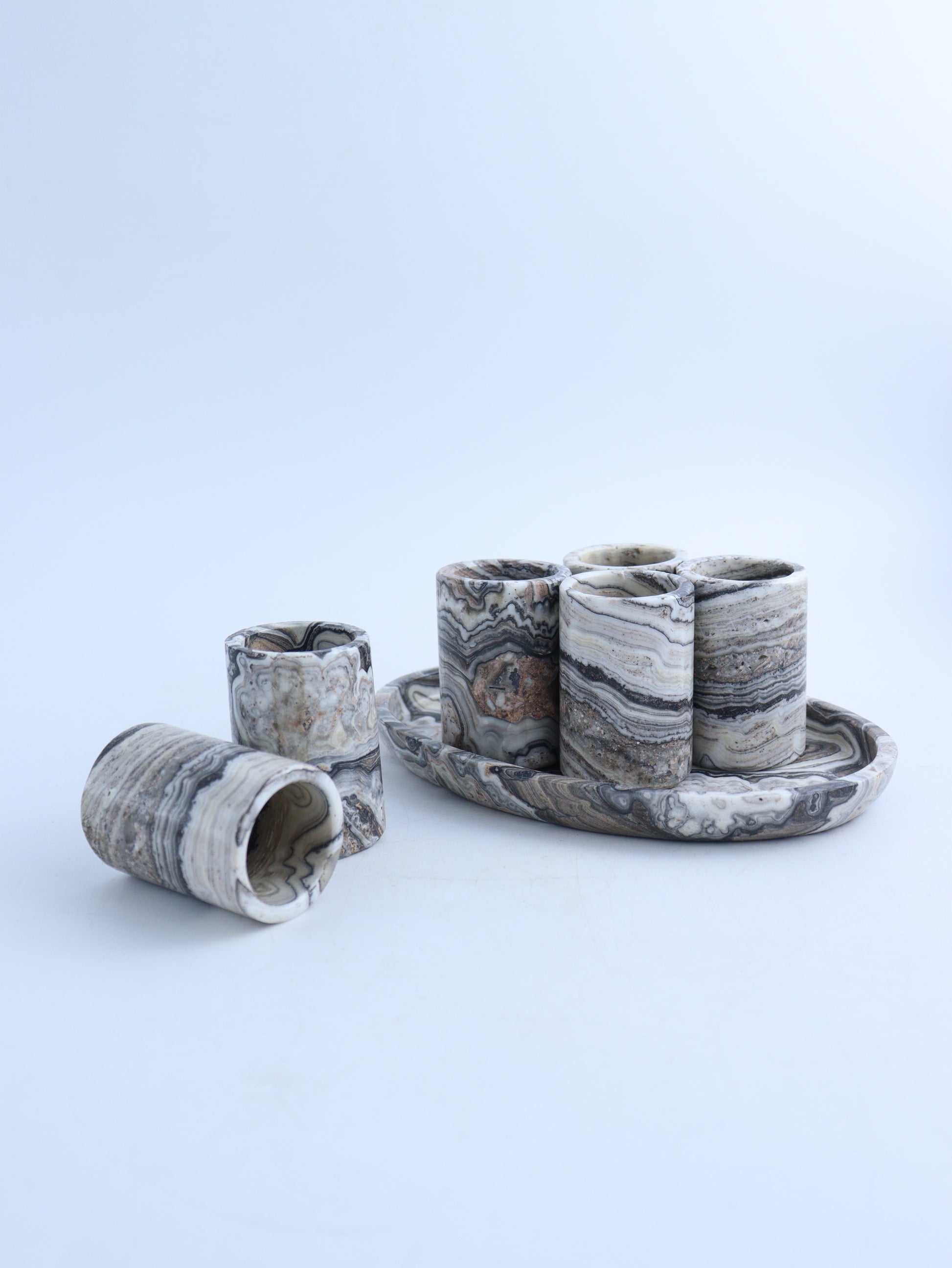 Gray Zebra Onyx Shot Glasses Set of 6 - Expert Wholesale and Supplier of Wholesale Crystals & Bulk Gemstones, ["Accessories","Mexico","onyx"]
