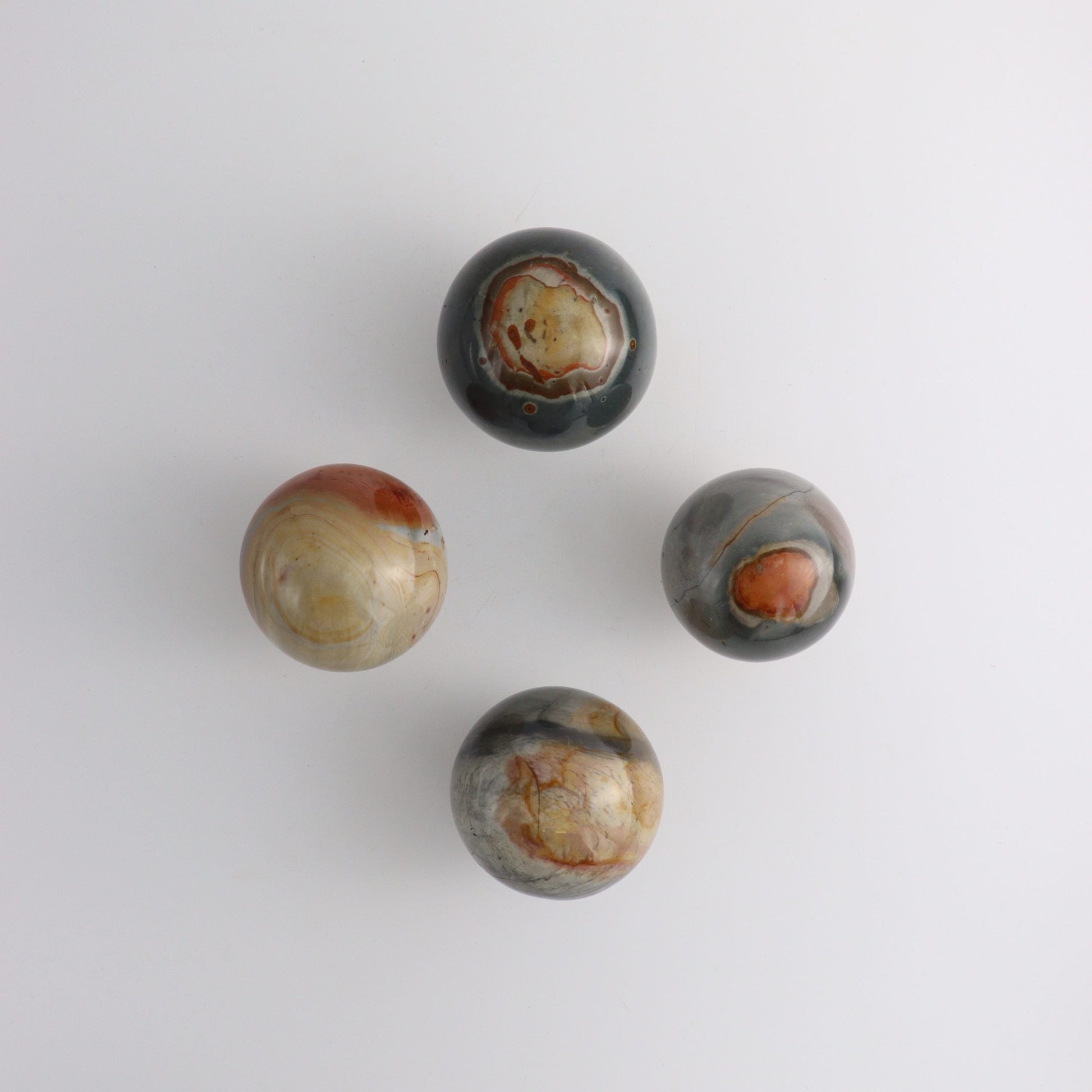 Polychrome Jasper Spheres Set of 4 - Expert Supplier of Wholesale Crystals & Bulk Gemstones