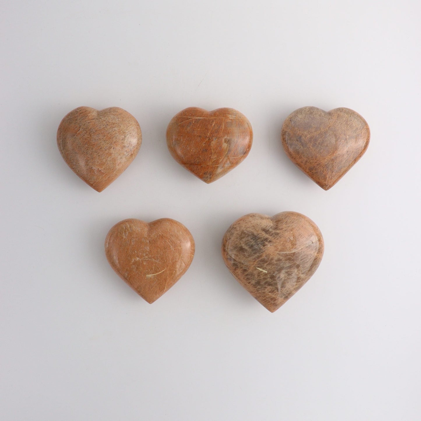 Peach Moonstone Heart Set of 5