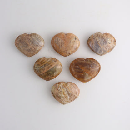 Peach Moonstone Hearts - Mi Esperanza Minerals