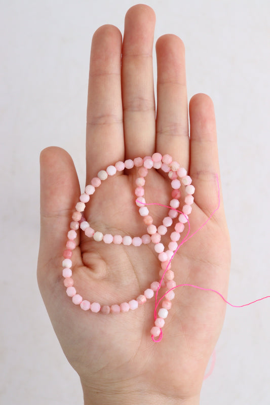 Pink Opal 4.5 mm Faceted Beads