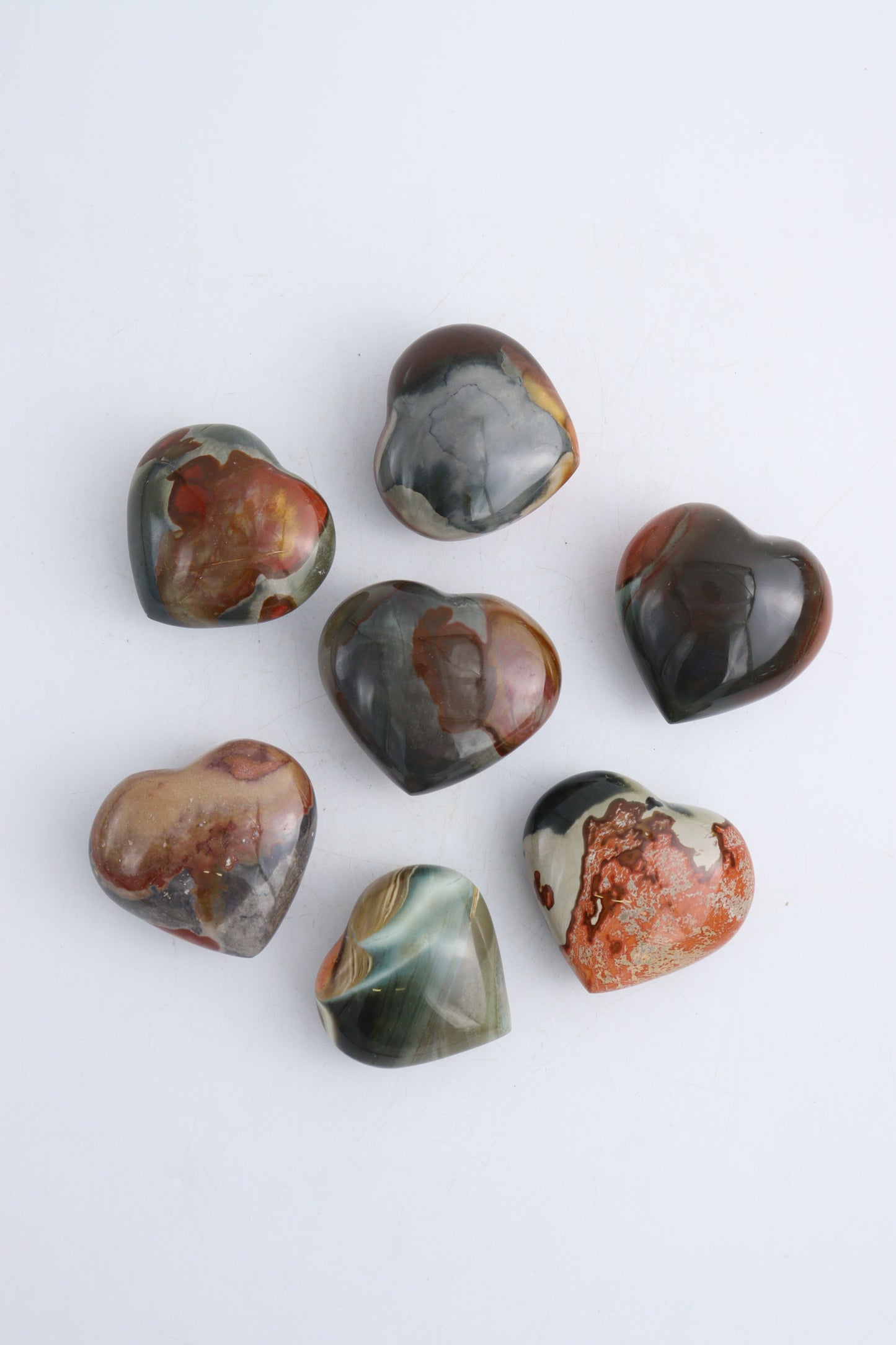 Polychrome Jasper Hearts - Mi Esperanza Minerals