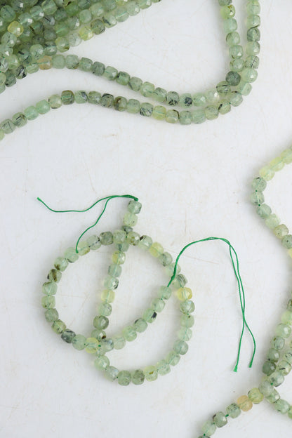 Prehnite 10 mm Faceted Cube Beads