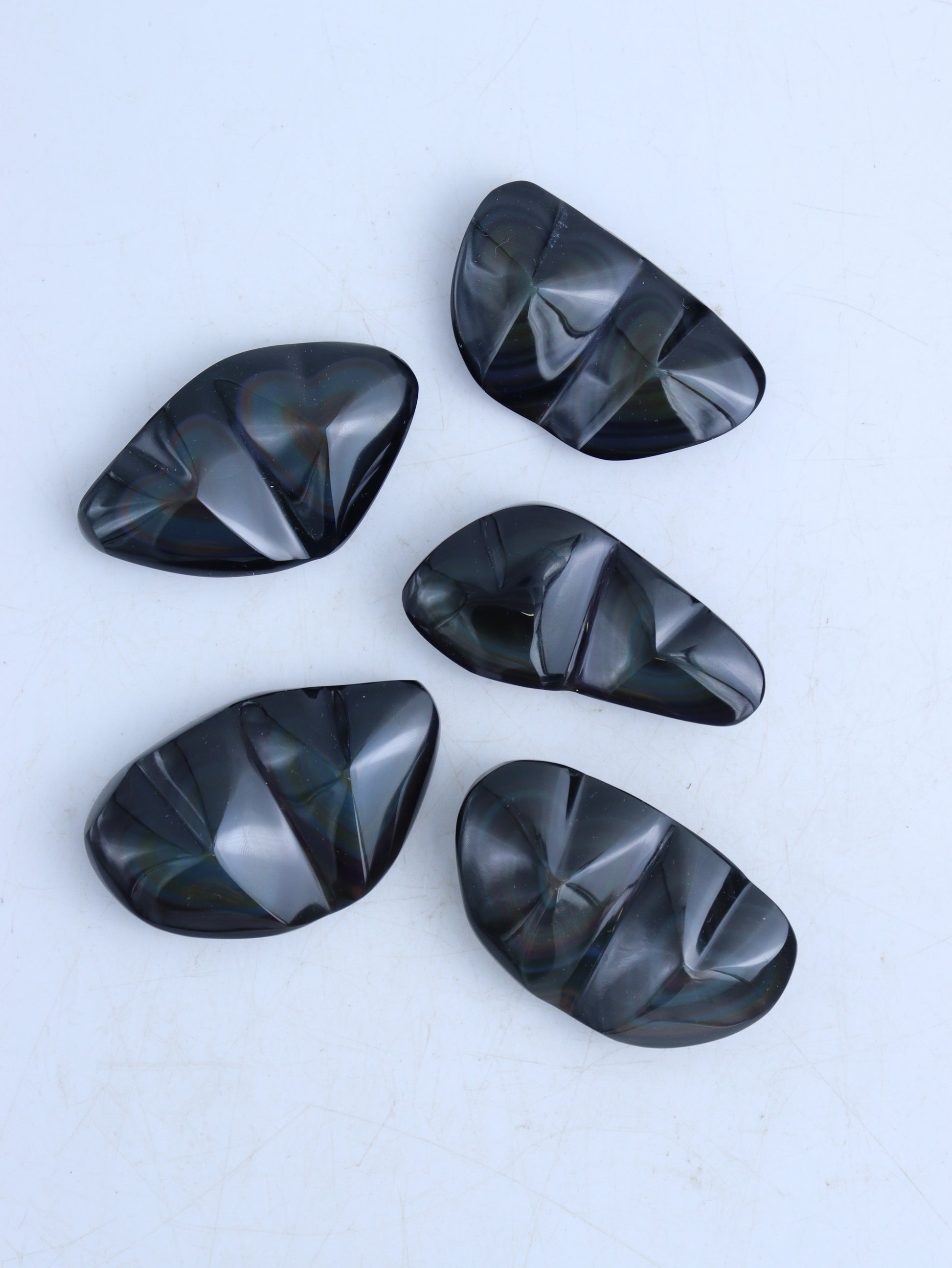 Rainbow Obsidian Double Hearts - Expert Wholesale and Supplier of Wholesale Crystals & Bulk Gemstones, ["Hearts","Mixed Carvings","Rainbow Obsidian"]
