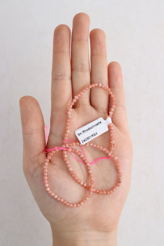 Rhodochrosite 3mm Faceted Beads