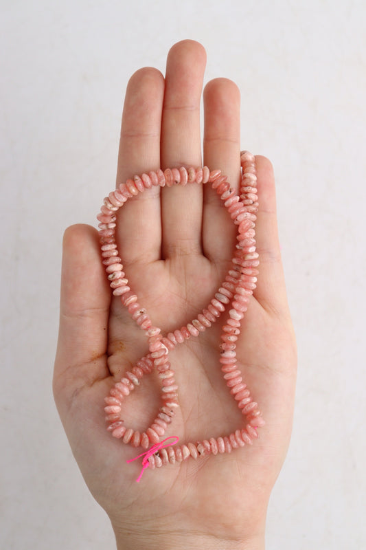 Rhodochrosite Flat 3mm Beads