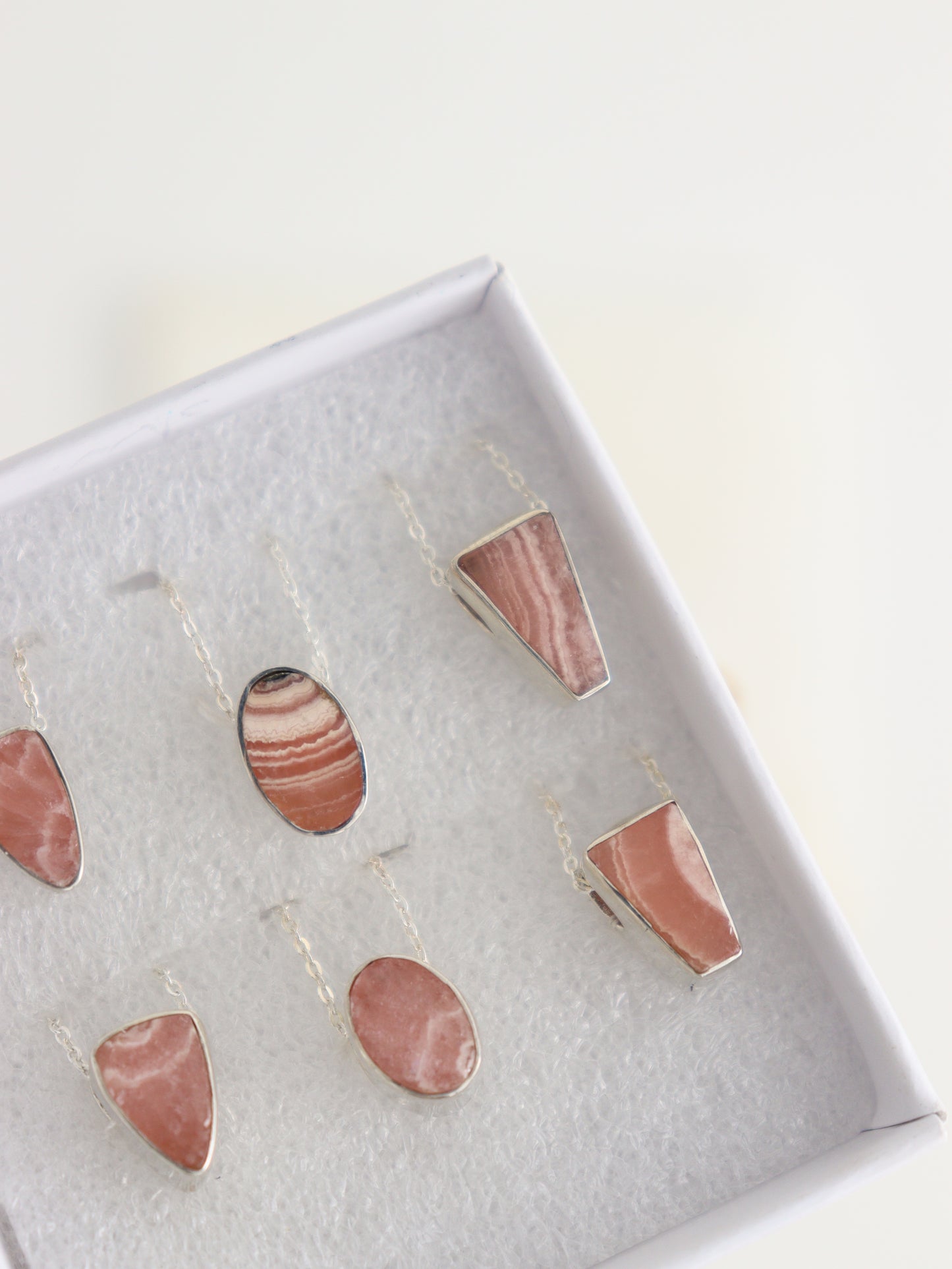 Sterling Silver Rhodochrosite Pendants Set of 6 - Expert Wholesale and Supplier of Wholesale Crystals & Bulk Gemstones, []