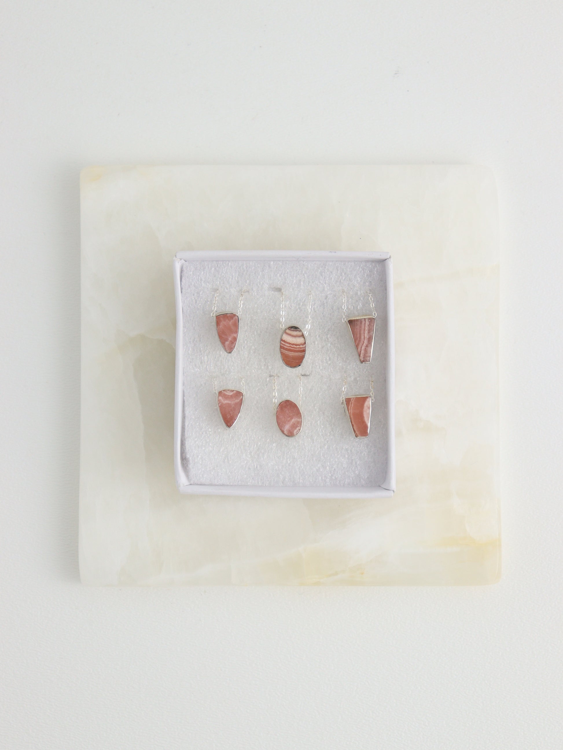 Sterling Silver Rhodochrosite Pendants Set of 6 - Expert Wholesale and Supplier of Wholesale Crystals & Bulk Gemstones, []
