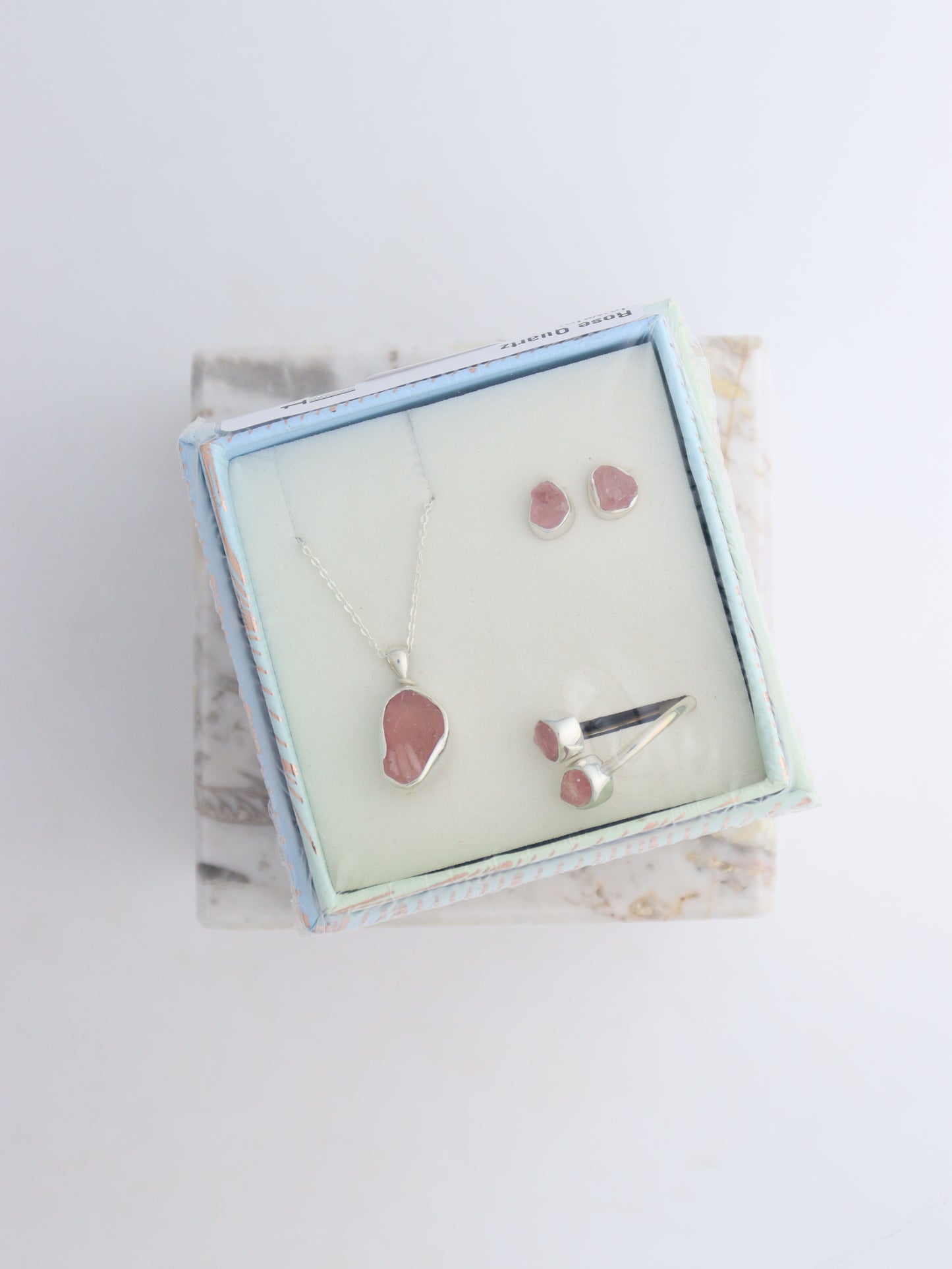 Rose Quartz Jewelry Set - Expert Wholesale and Supplier of Wholesale Crystals & Bulk Gemstones, ["earrings","Jewelry","Pendant","Ring","rings","Rose Quartz","Set","Smoky Quartz"]