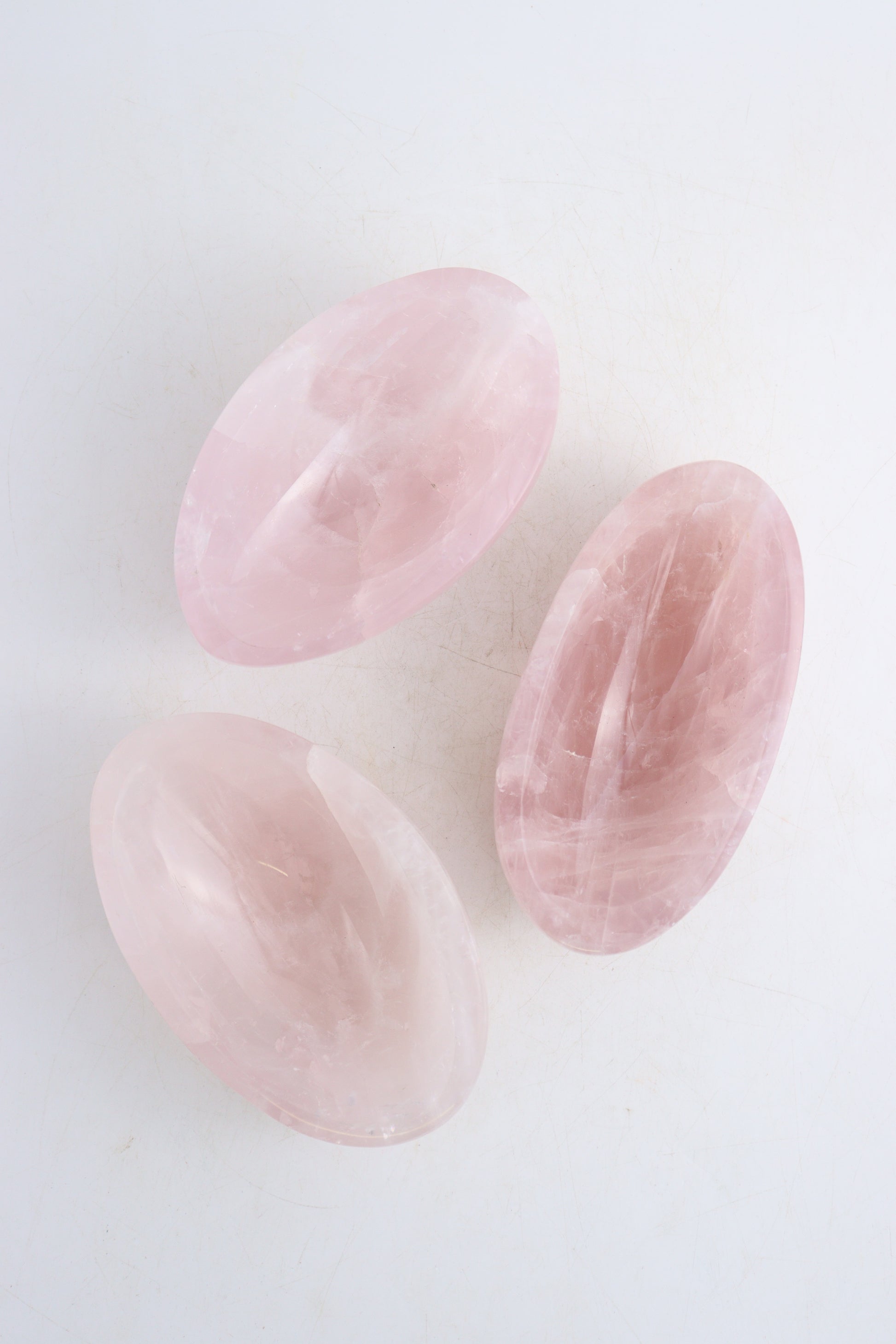 Rose Quartz Oval Bowls Set of 4 - Expert Supplier of Wholesale Crystals & Bulk Gemstones