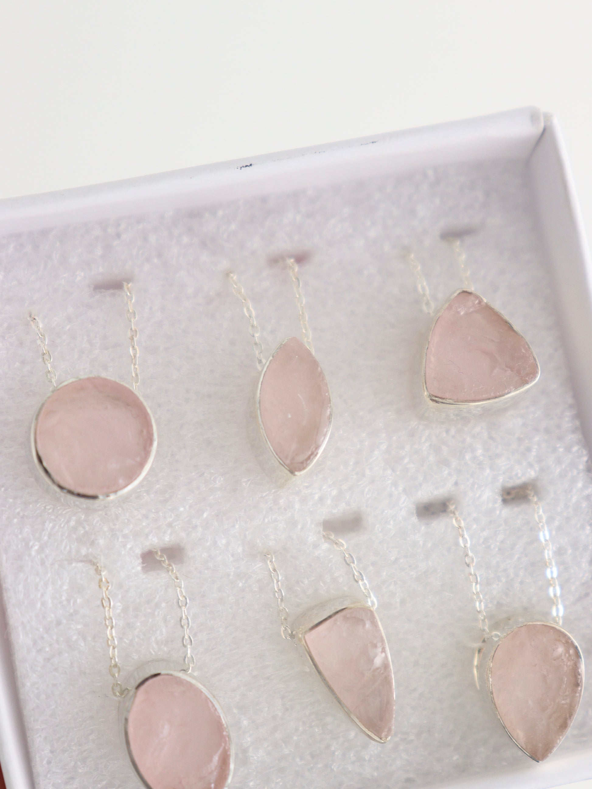 Sterling Silver Rose Quartz Pendants Set of 6 - Expert Wholesale and Supplier of Wholesale Crystals & Bulk Gemstones, []