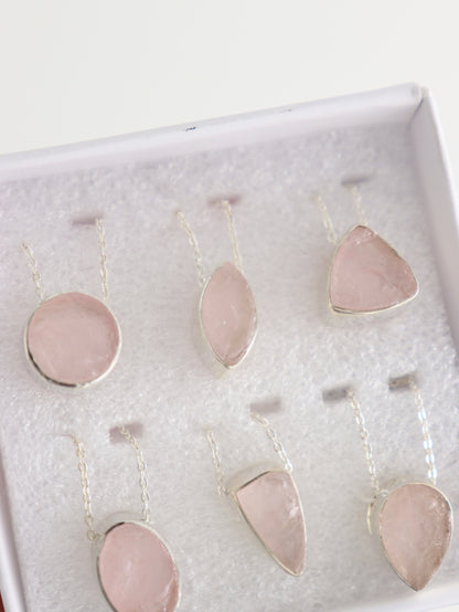Sterling Silver Rose Quartz Pendants Set of 6 - Expert Wholesale and Supplier of Wholesale Crystals & Bulk Gemstones, []