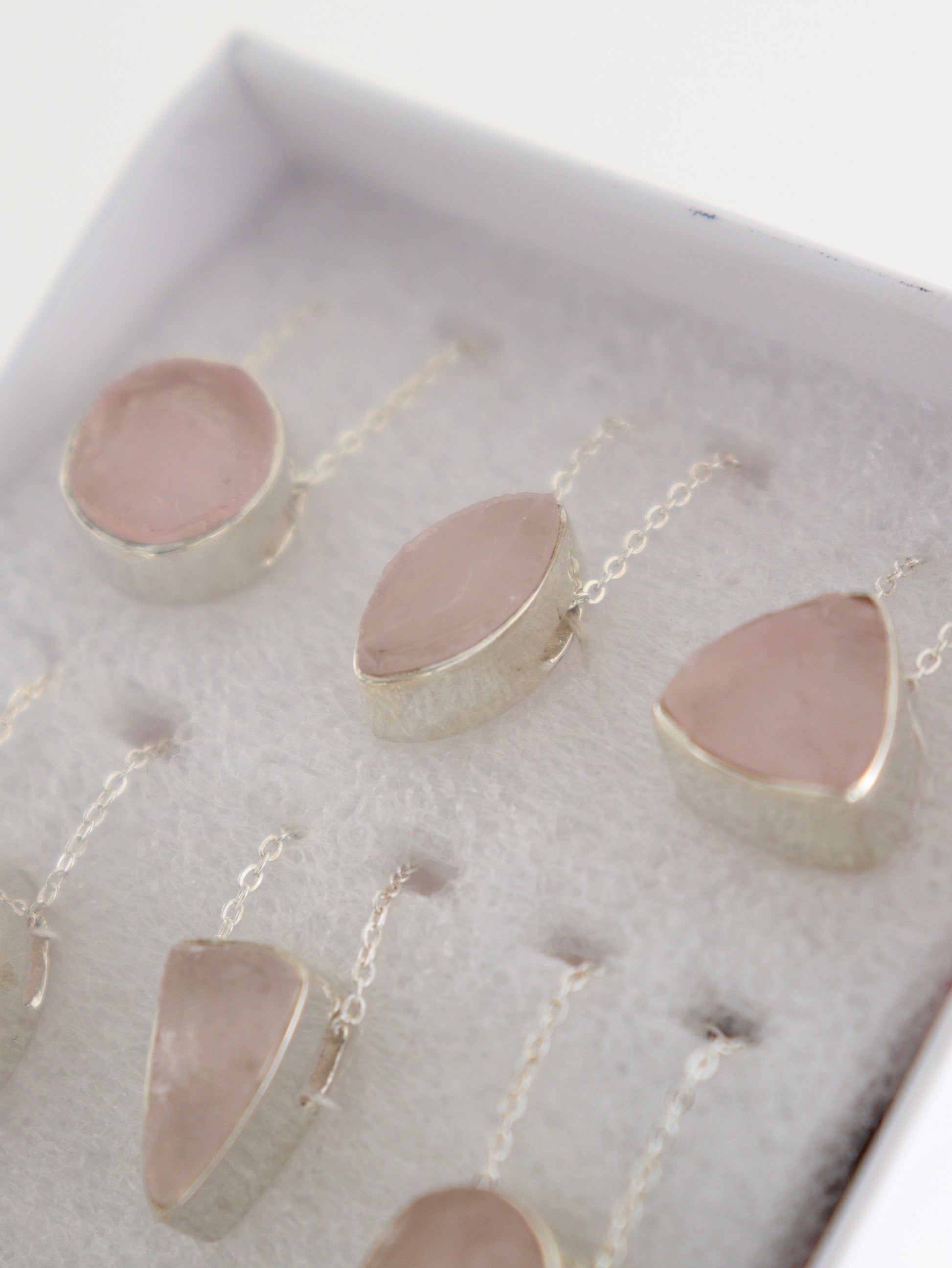 Sterling Silver Rose Quartz Pendants Set of 6 - Expert Wholesale and Supplier of Wholesale Crystals & Bulk Gemstones, []