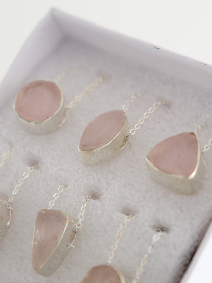 Sterling Silver Rose Quartz Pendants Set of 6 - Expert Wholesale and Supplier of Wholesale Crystals & Bulk Gemstones, []