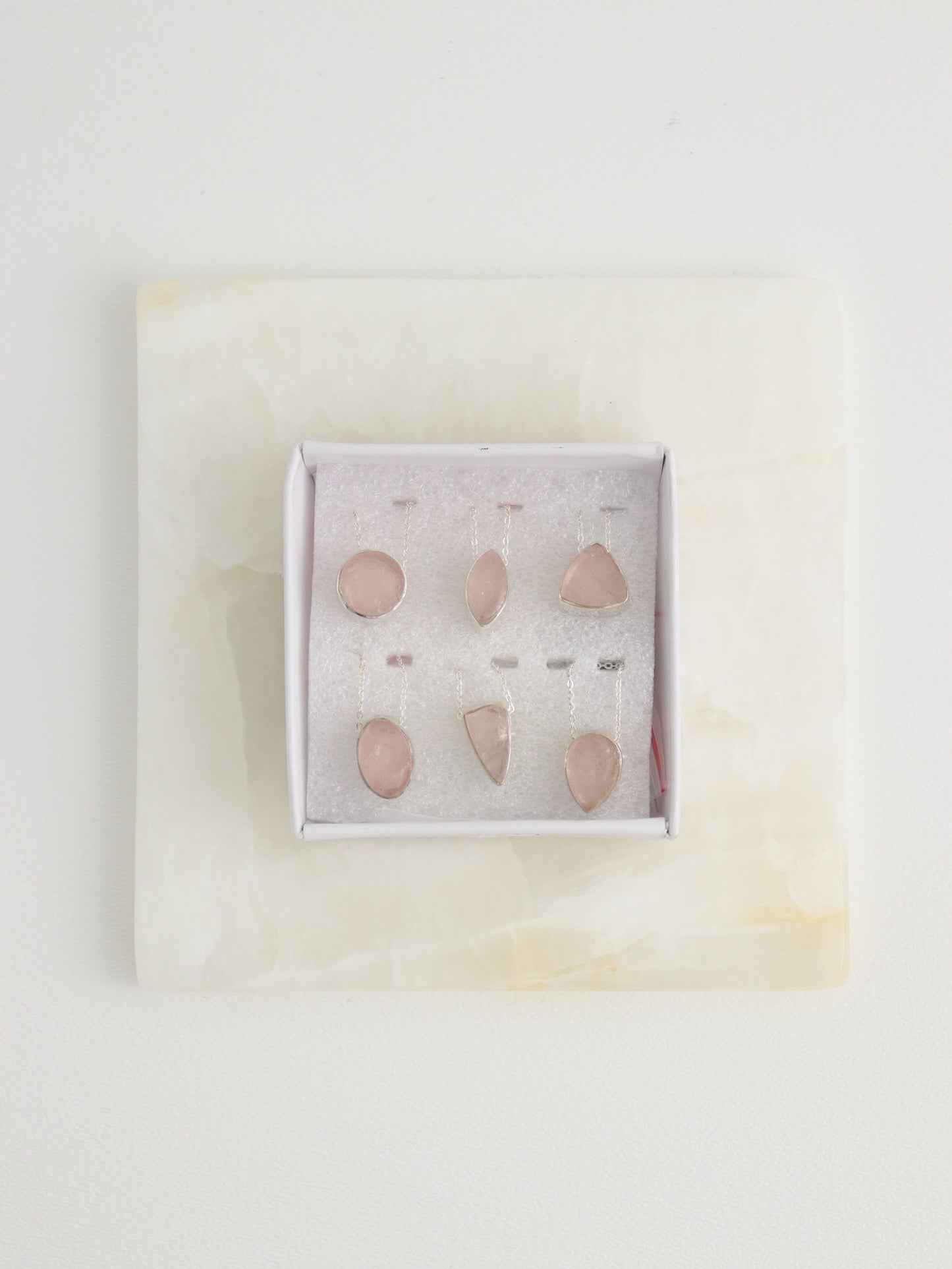 Sterling Silver Rose Quartz Pendants Set of 6 - Expert Wholesale and Supplier of Wholesale Crystals & Bulk Gemstones, []