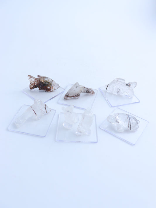 Rutilated Quartz Small Animal Carvings - Mi Esperanza Minerals