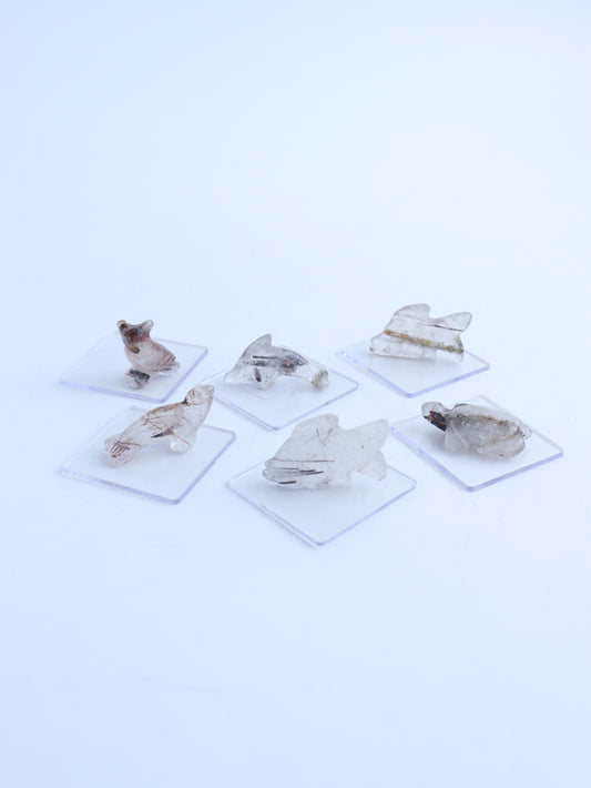 Rutilated Quartz Small Animal Carvings - Mi Esperanza Minerals