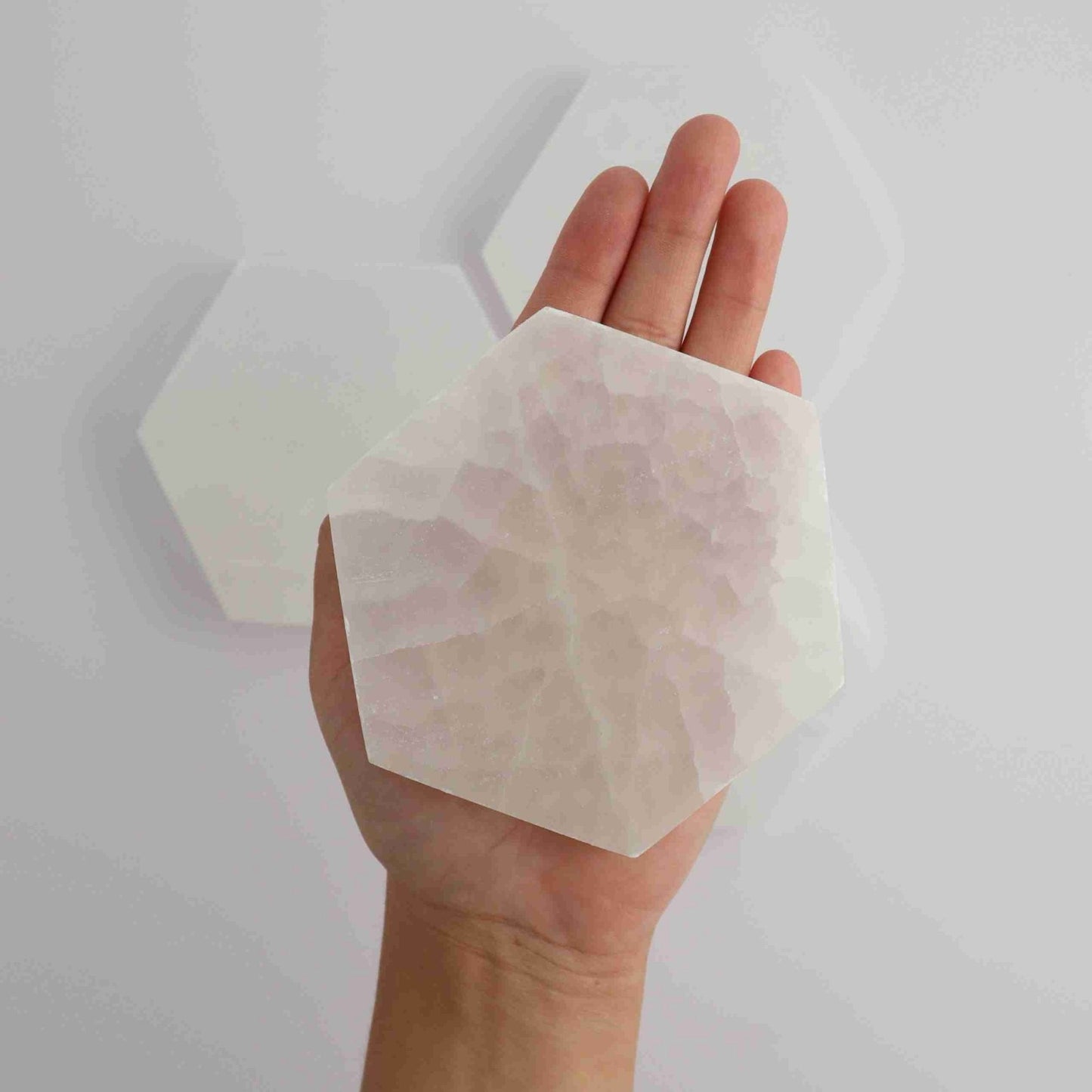 ONE Selenite/Satin Spar Hexagon Charging Plate - Expert Vendor of Wholesale Crystals