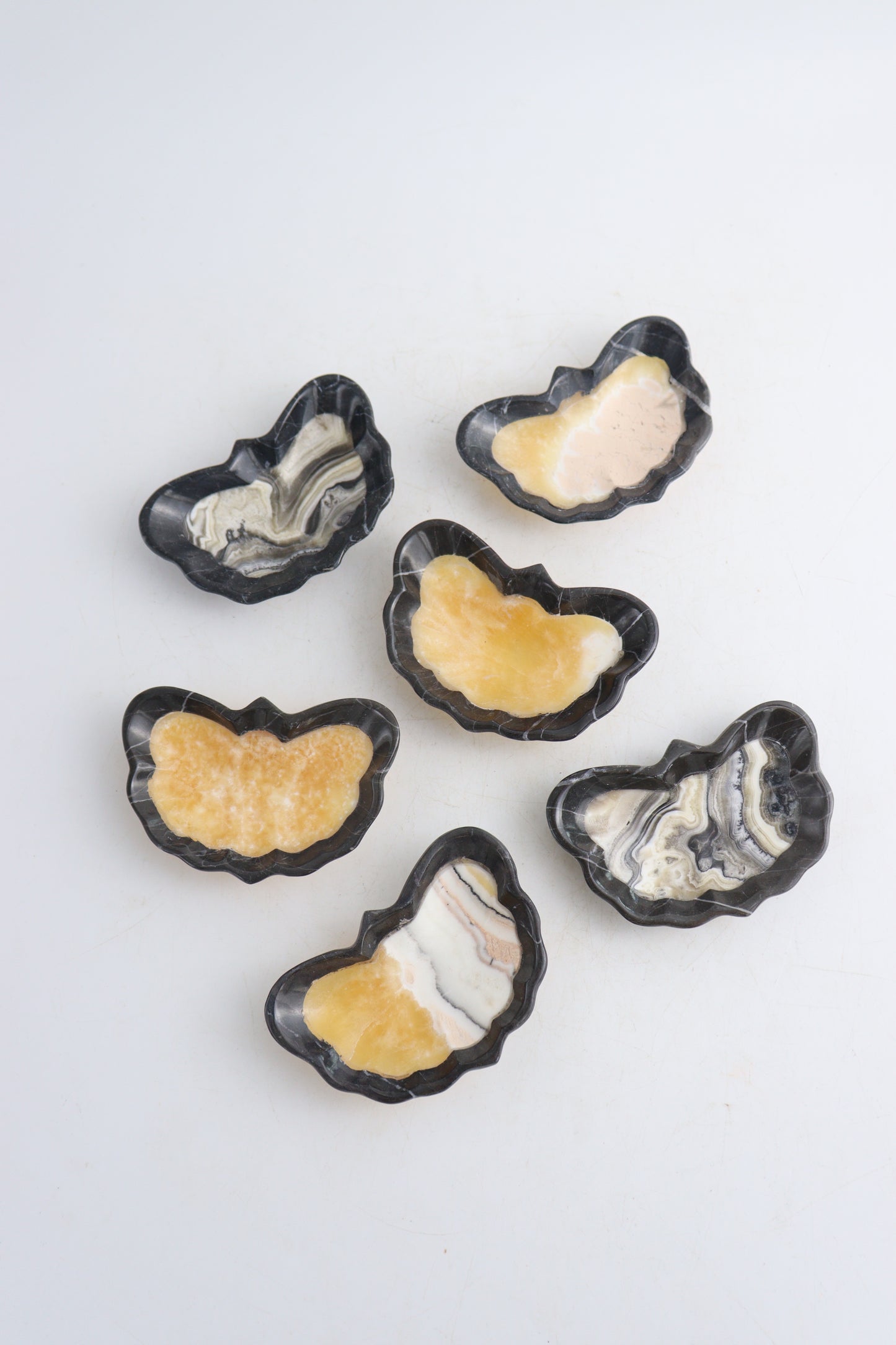 Small Onyx Butterflies Set of 6 - Expert Wholesale and Supplier of Wholesale Crystals & Bulk Gemstones, ["Bowls","Butterflies","Mexico","onyx"]