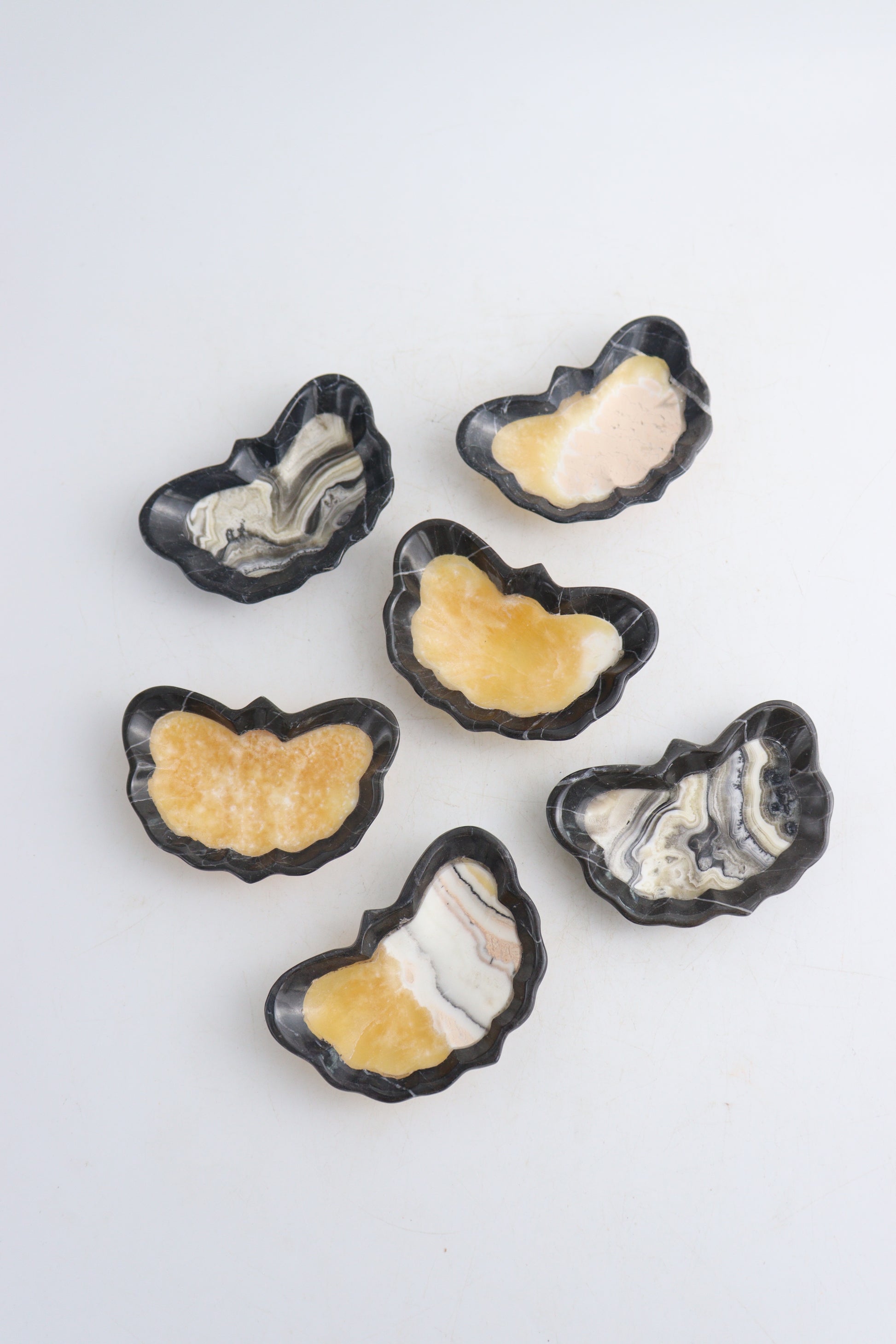 Small Onyx Butterflies Set of 6 - Expert Wholesale and Supplier of Wholesale Crystals & Bulk Gemstones, ["Bowls","Butterflies","Mexico","onyx"]