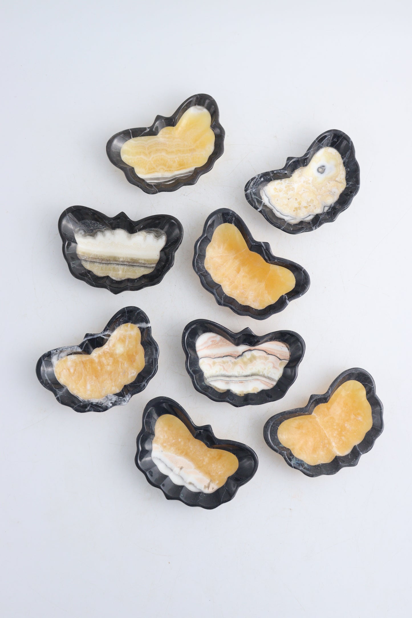 Small Onyx Butterflies Set of 8 - Expert Wholesale and Supplier of Wholesale Crystals & Bulk Gemstones, ["Bowls","Butterflies","Mexico","onyx"]