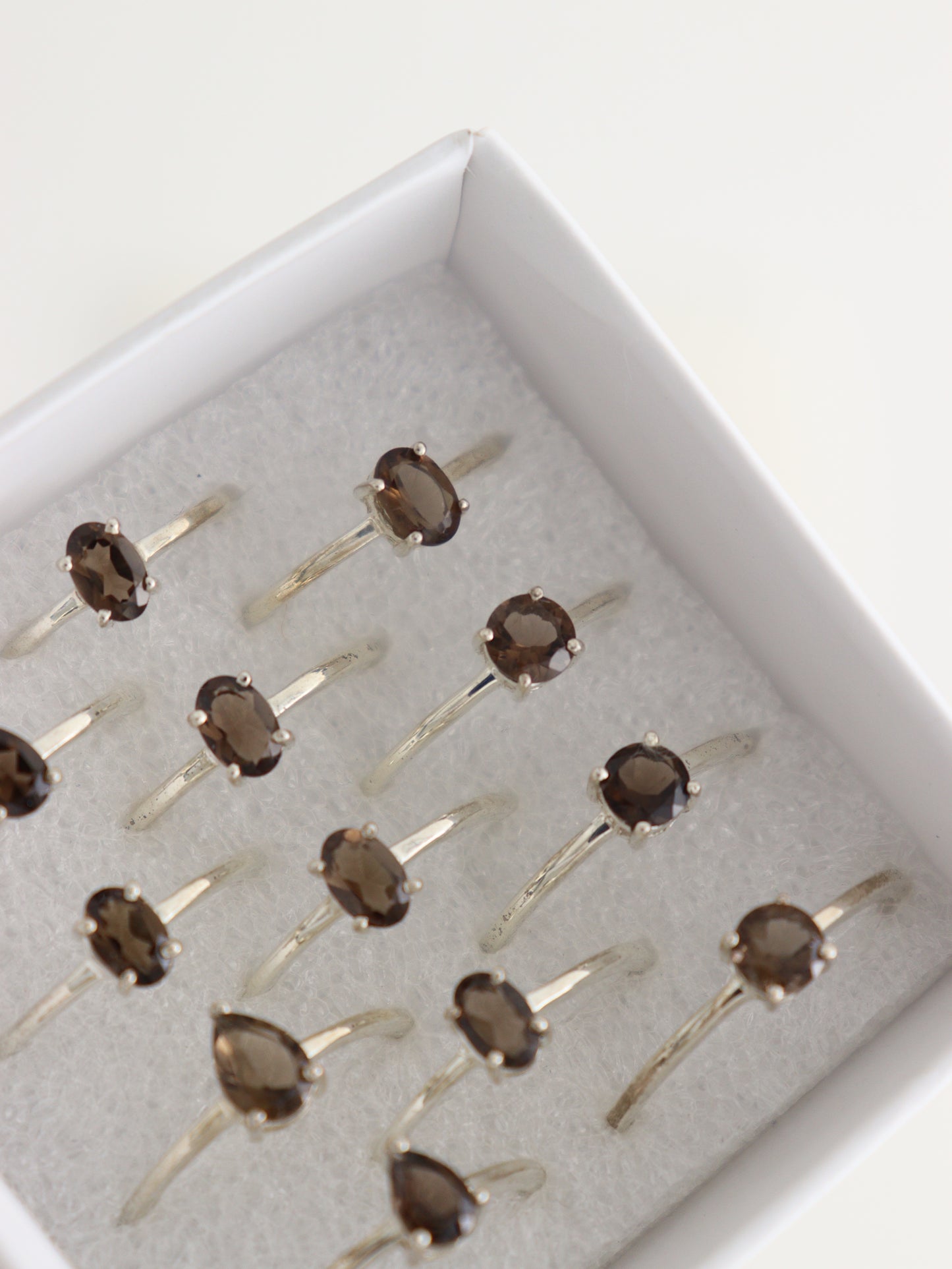 Sterling Silver Smoky Quartz Rings Set of 12 - Expert Wholesale and Supplier of Wholesale Crystals & Bulk Gemstones, []