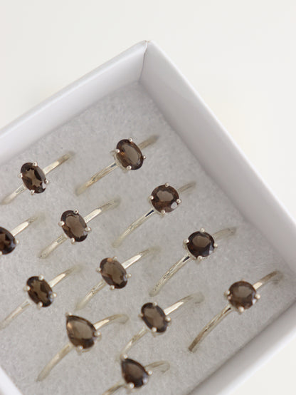 Sterling Silver Smoky Quartz Rings Set of 12 - Expert Wholesale and Supplier of Wholesale Crystals & Bulk Gemstones, []