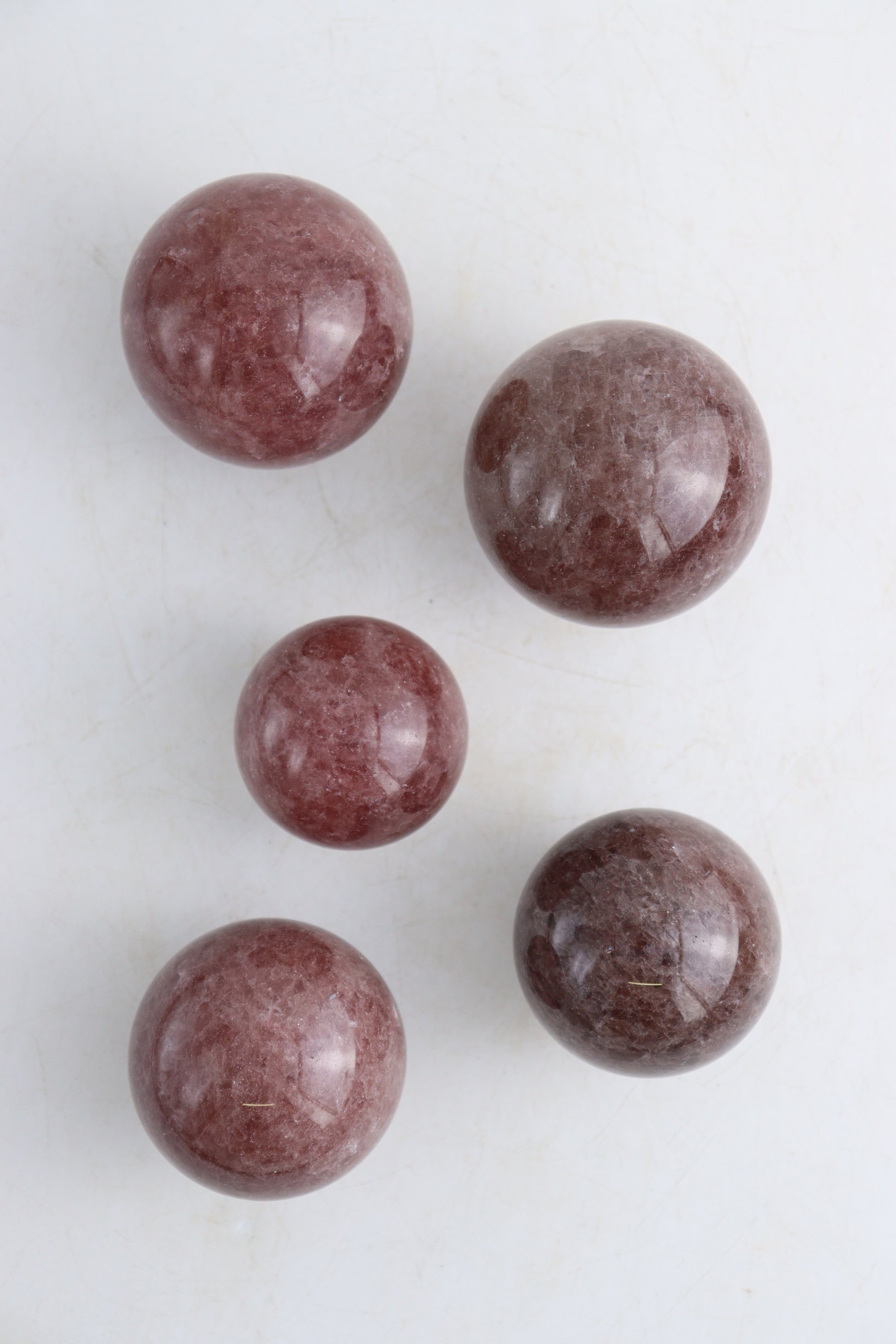 Strawberry Quartz Spheres - Mi Esperanza Minerals