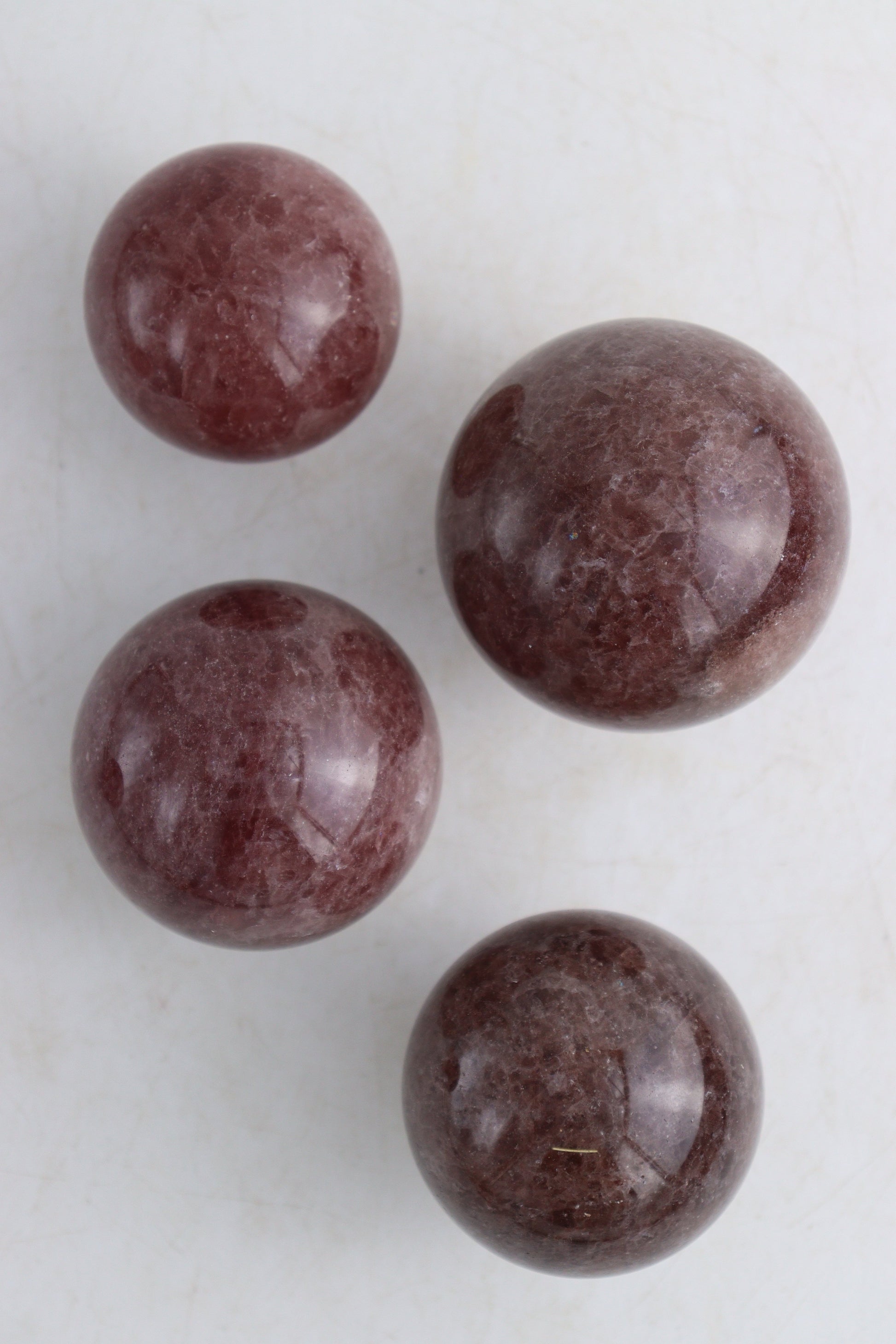 Strawberry Quartz Spheres - Mi Esperanza Minerals