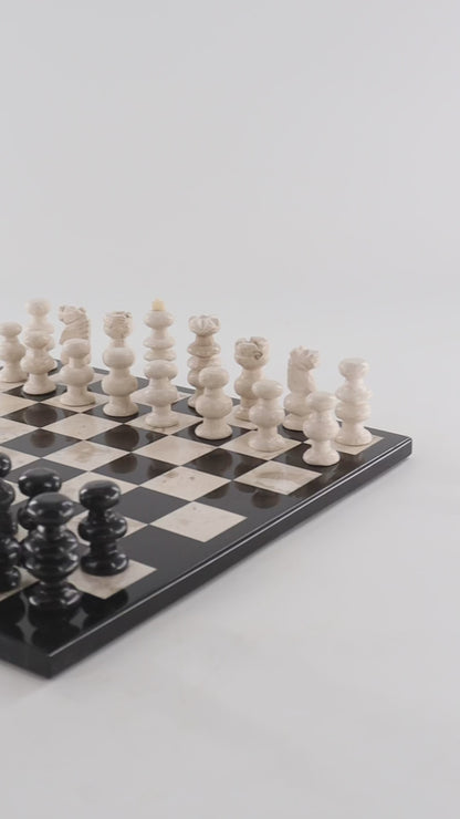 Marble Black and White Chess Set (Large)