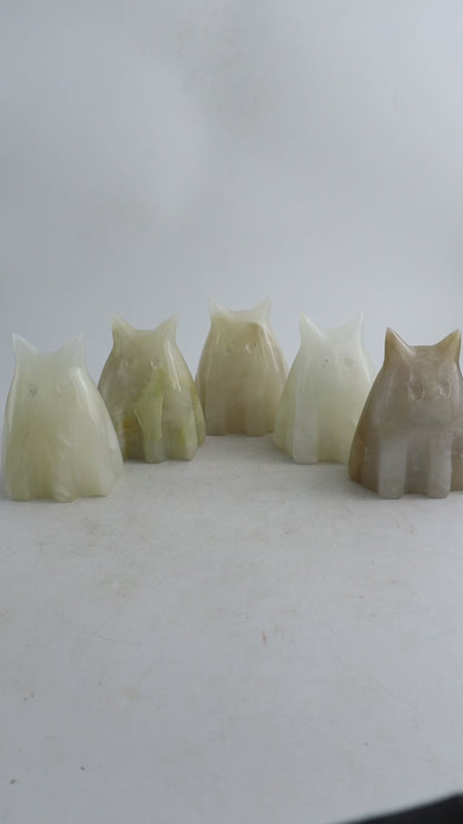 *Halloween* White Onyx Kitty Ghost Set of 3