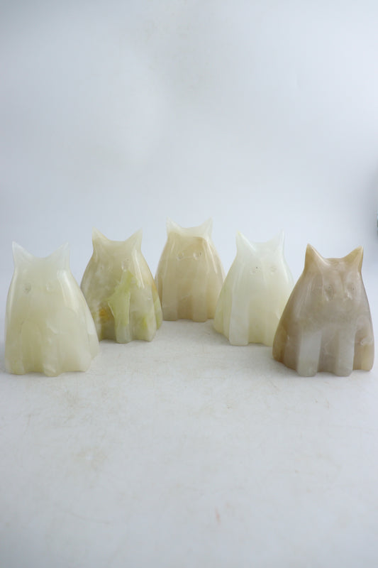 *Halloween* White Onyx Kitty Ghost Set of 3