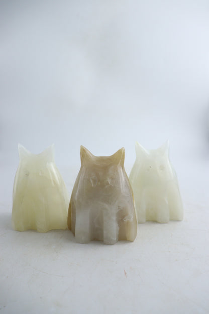 *Halloween* White Onyx Kitty Ghost Set of 3