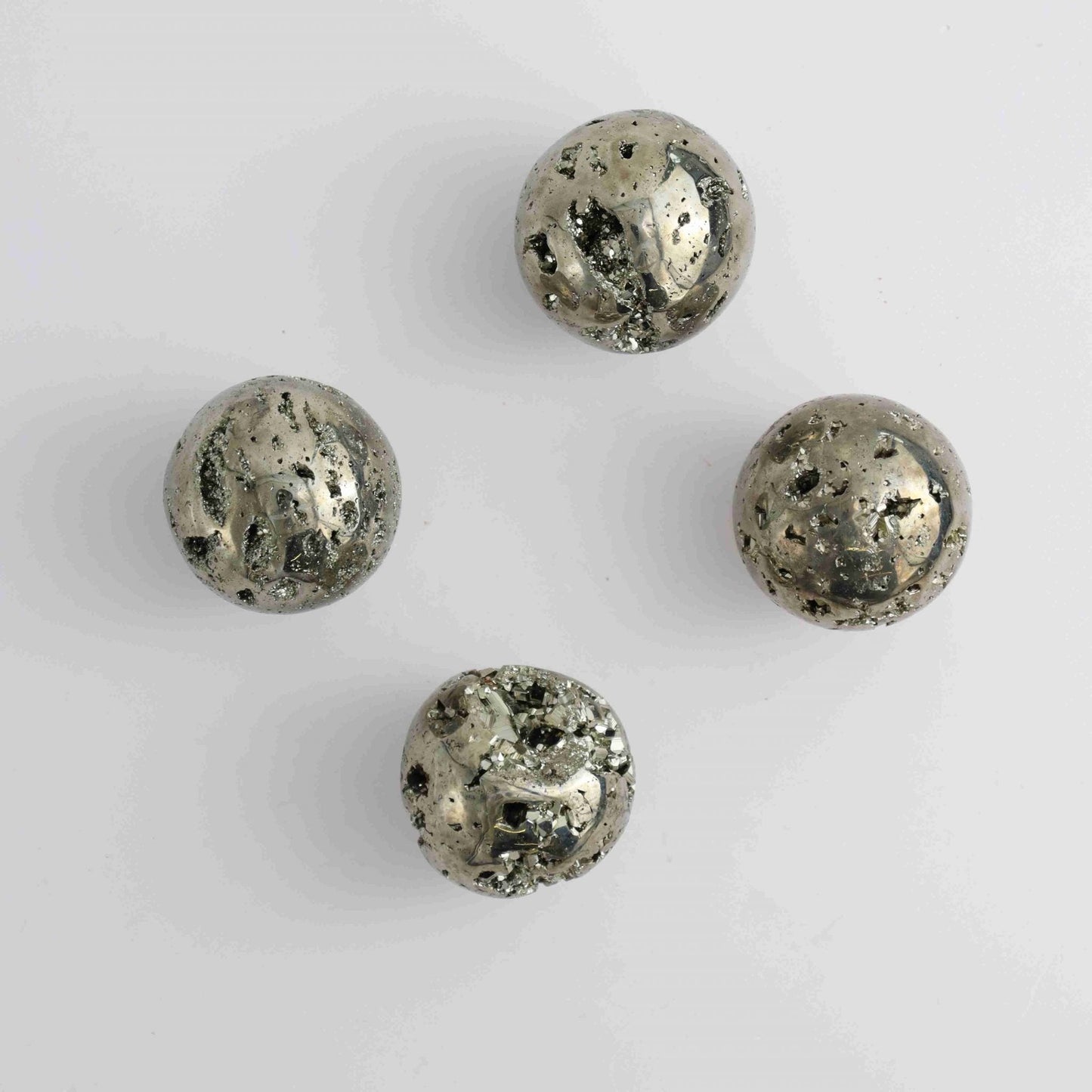 1kg Small Pyrite Spheres (4 pc) - Mi Esperanza Minerals