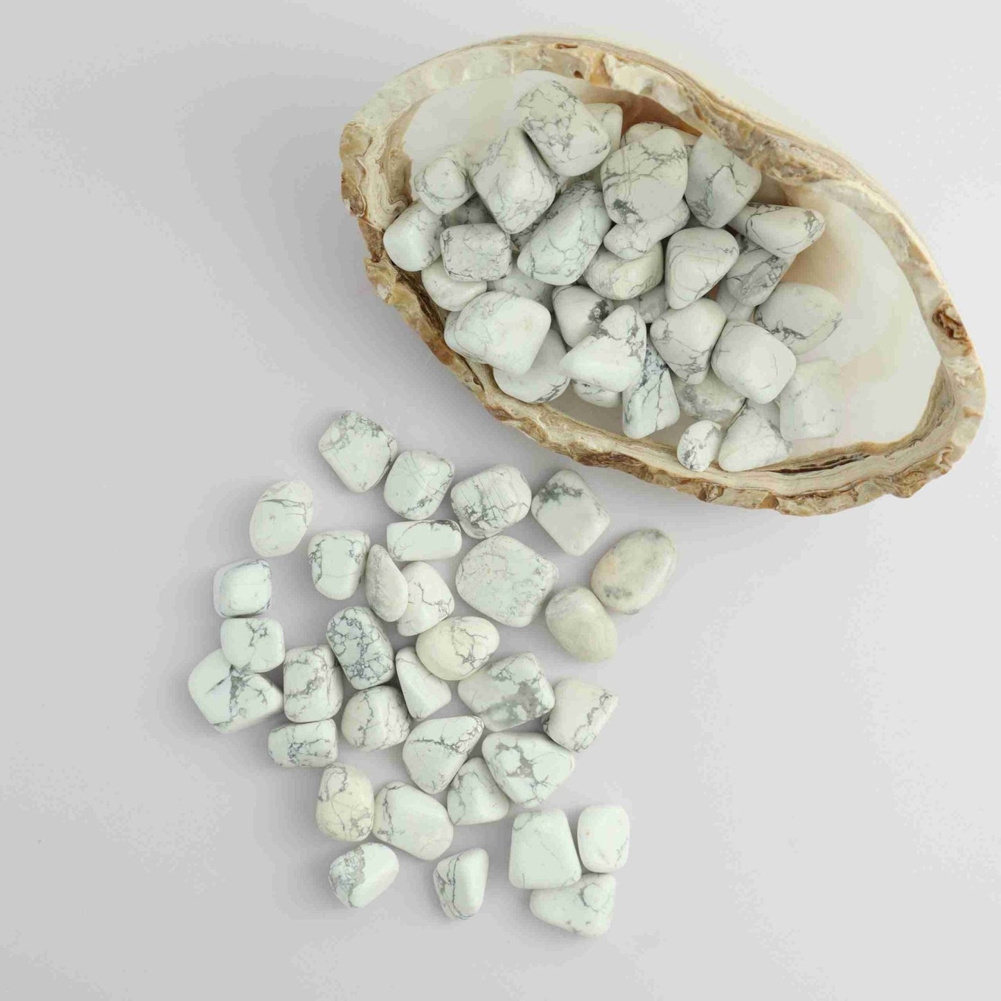 1kg White Howlite Tumbles - Mi Esperanza Minerals