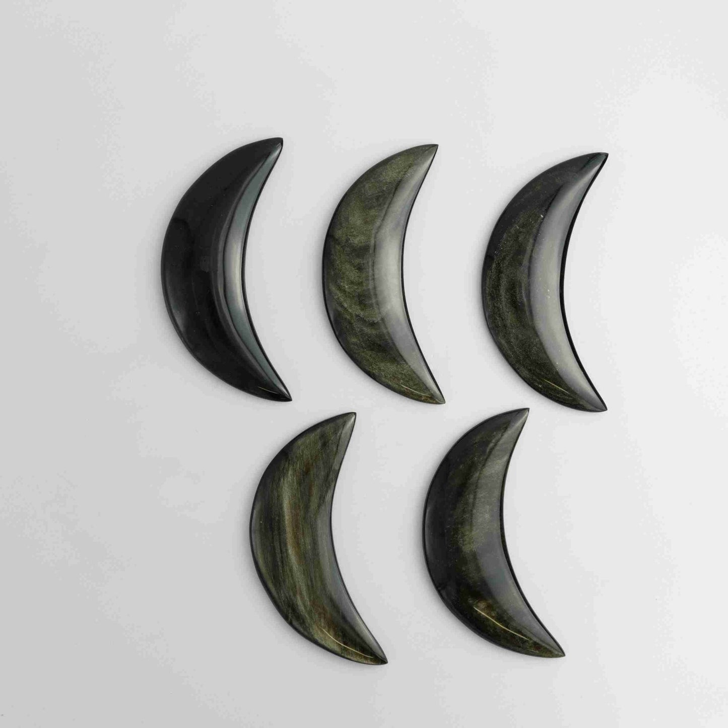 Gold Sheen Obsidian Moon Large - Expert Wholesale and Supplier of Wholesale Crystals & Bulk Gemstones, ["Gold Sheen Obsidian","Mexico","Mixed Carvings"]