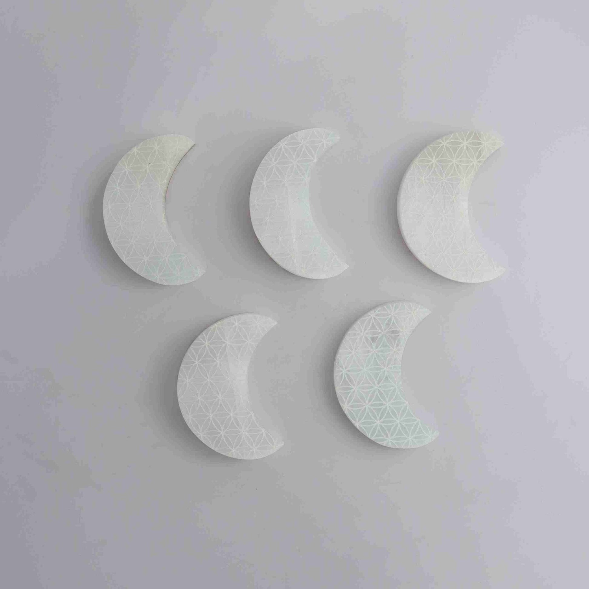 Moon with Flower of Life - Expert Wholesale and Supplier of Wholesale Crystals & Bulk Gemstones, ["Morocco","Selenite","Shapes"]