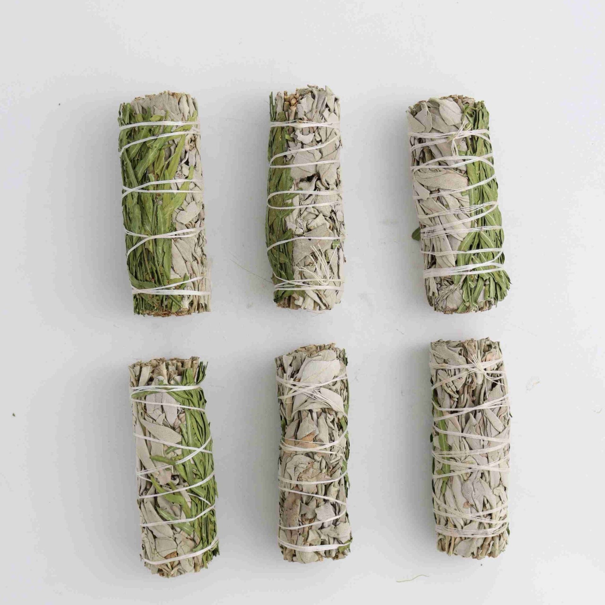 ONE 4" Pirul White Sage Smudge Stick - Expert Wholesale and Supplier of Wholesale Crystals & Bulk Gemstones, ["Accessories","Sage","United States"]