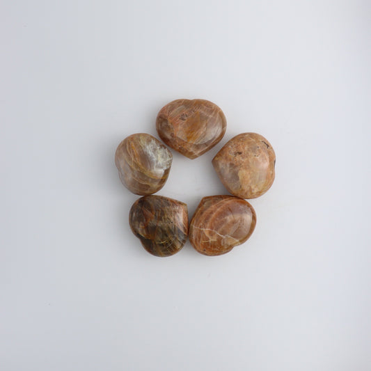 Peach Moonstone Hearts - Mi Esperanza Minerals